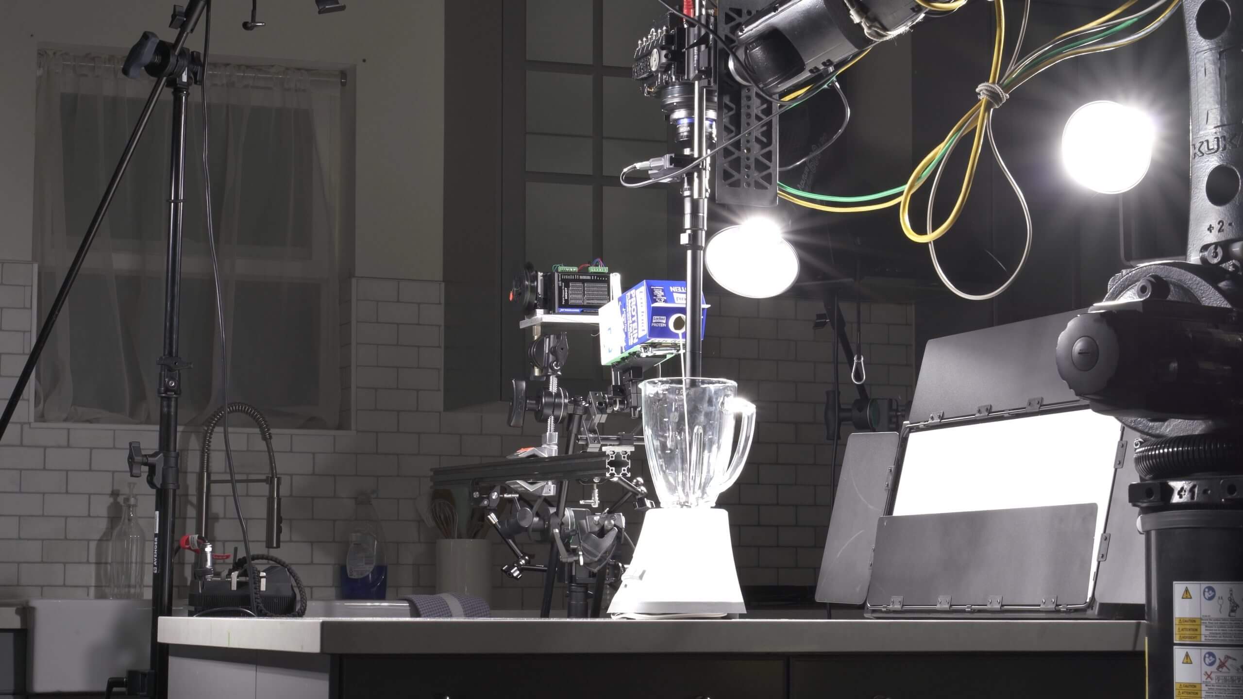 Robot arm motion control film milk
